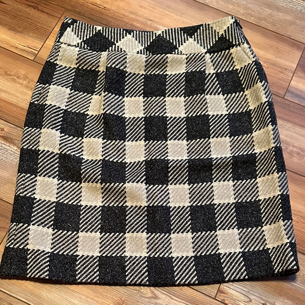 Talbots Black and Cream Checkered Pencil Skirt